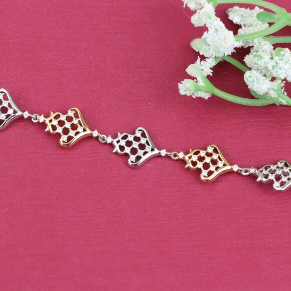 "Crown Charm Rose Gold & Silver Bracelet with CZ Accents, XPBL0803 - Picture 11 of 12